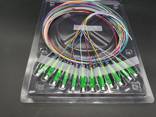 خرید کابل فیبر نوری کانکتور LC APC 12 رنگ Pigtails SM G657A1 LSZH Blister Box تولید آنلاین