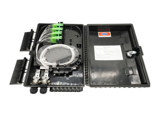 خرید درب IP65 16 پورت 1x16 فیبر نوری جعبه تقسیم قطب نصب / دیوار نصب سیاه تولید آنلاین