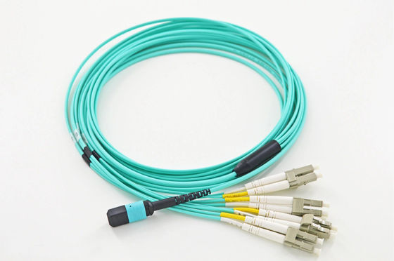 خرید YINGDA سرعت بالا 8Fiber MPO مرد به LC OM3 Fanout Patch Cord حالت تک 9/125um Breakout 100G 400G تولید آنلاین
