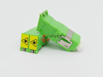 خرید سبز LC / APC Duplex SM آداپتور فیبر نوری با شاتر، بدون فلنج تولید آنلاین