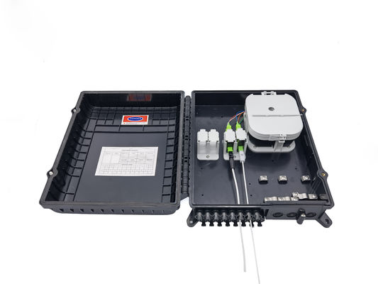 خرید 16Ports Outdoor Optical Distribution Box Black With Sc Adapters Plate For  2x3mm Flat Drop Cable Outlets PC ABS Material تولید آنلاین