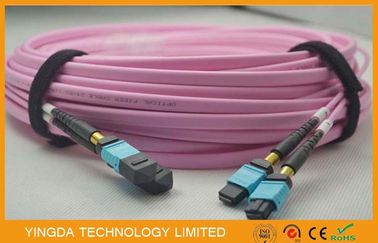 خرید مرکز داده چند حالت MTP MPO کابل Om4 تخت، فیبر نوری کابل پچ مونتاژ تولید آنلاین