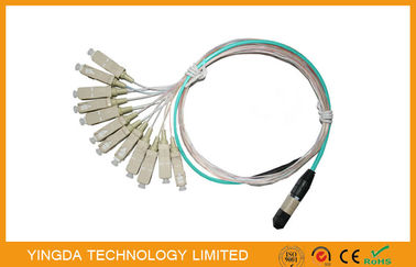 خرید OM3 10G MTP MPO کابل 7.8mm Ferrule SC 900um، چند فیت نوری Pigtails تولید آنلاین
