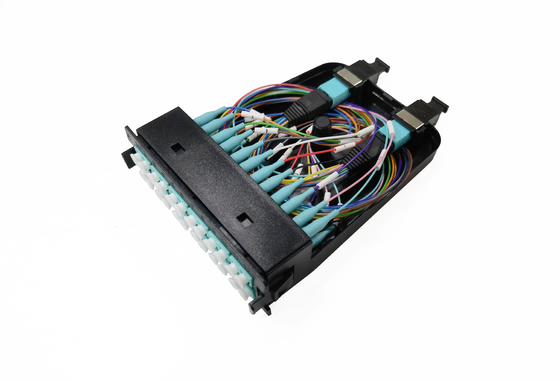 خرید کابل چند حالته 12 24 فیبر MPO MTP کاست پلاستیکی OM3 10G Aqua Male تولید آنلاین