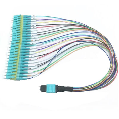 MPO هارمنیس کابل 12 فیبر fanout LC PC رنگ pigtails MM OM3 MM 8F 12F 24F LSZH